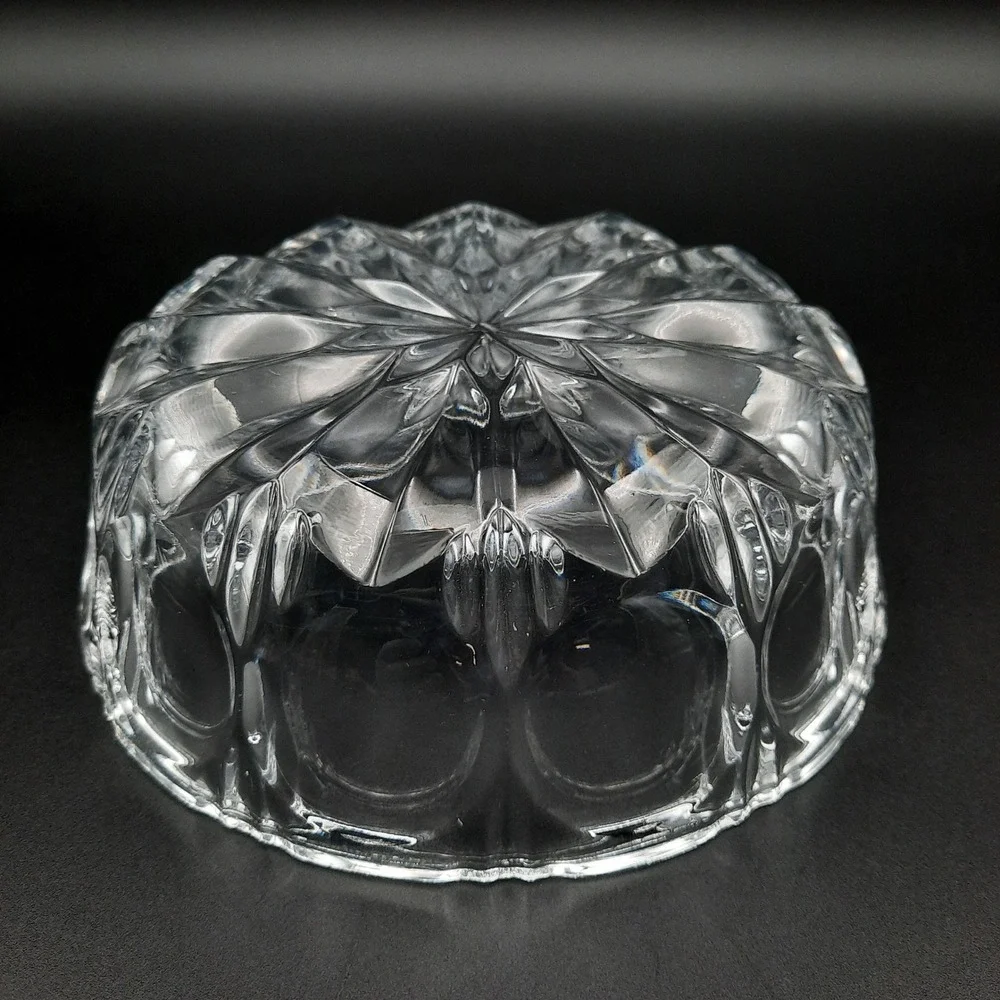 Vintage Pressed Glass Bowl Starburst‎ & Oval Panel Pattern Clear Heavy Glass 6